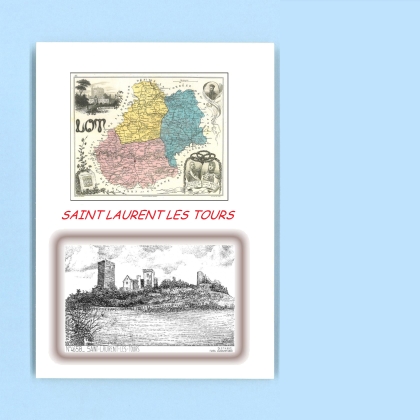 Cartes Postales impression Noir avec dpartement sur la ville de ST LAURENT LES TOURS Titre : vue