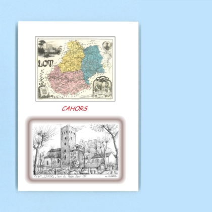 Cartes Postales impression Noir avec dpartement sur la ville de CAHORS Titre : tour du pape jean XXII