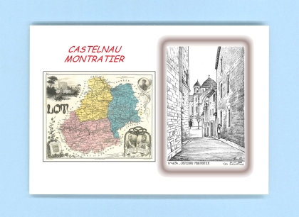 Cartes Postales impression Noir avec dpartement sur la ville de CASTELNAU MONTRATIER Titre : vue