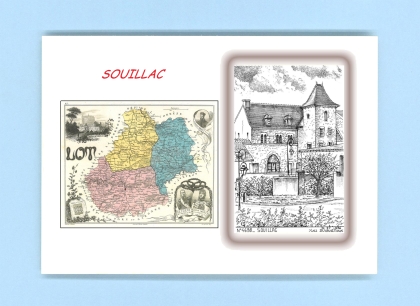 Cartes Postales impression Noir avec dpartement sur la ville de SOUILLAC Titre : vue