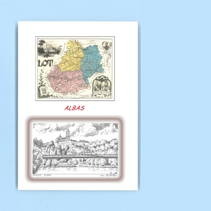 Cartes Postales impression Noir avec dpartement sur la ville de ALBAS Titre : vue