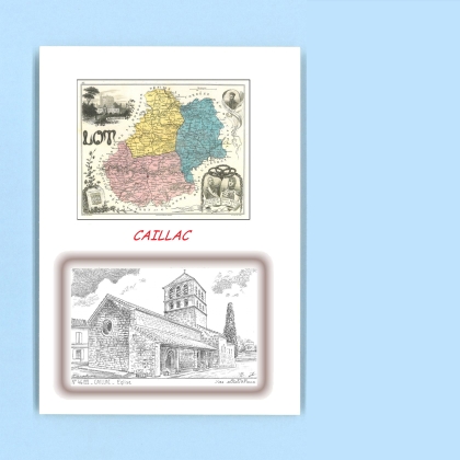 Cartes Postales impression Noir avec dpartement sur la ville de CAILLAC Titre : eglise