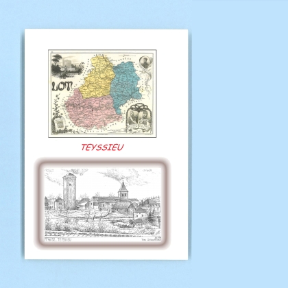 Cartes Postales impression Noir avec dpartement sur la ville de TEYSSIEU Titre : vue