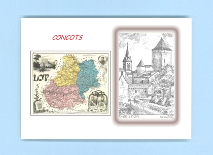 Cartes Postales impression Noir avec dpartement sur la ville de CONCOTS Titre : vue