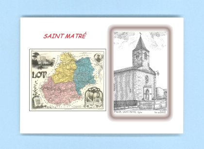 Cartes Postales impression Noir avec dpartement sur la ville de ST MATRE Titre : eglise