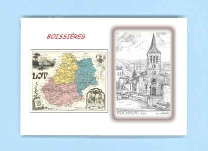 Cartes Postales impression Noir avec dpartement sur la ville de BOISSIERES Titre : eglise