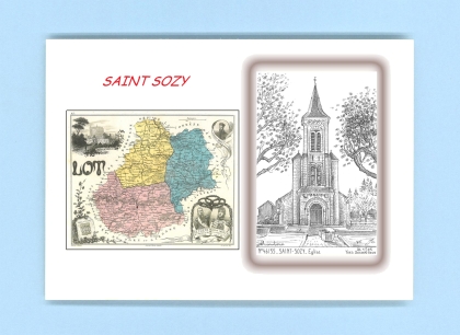 Cartes Postales impression Noir avec dpartement sur la ville de ST SOZY Titre : eglise