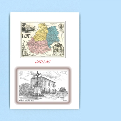Cartes Postales impression Noir avec dpartement sur la ville de CAILLAC Titre : mairie