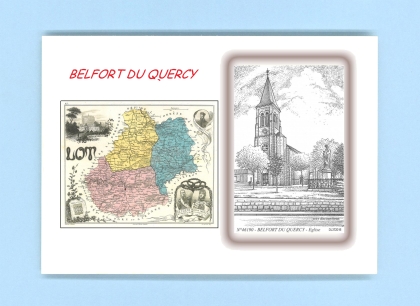 Cartes Postales impression Noir avec dpartement sur la ville de BELFORT DU QUERCY Titre : eglise