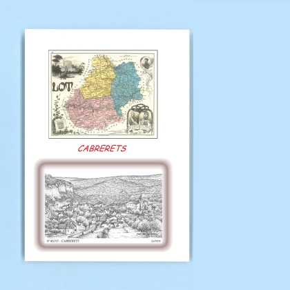 Cartes Postales impression Noir avec dpartement sur la ville de CABRERETS Titre : vue