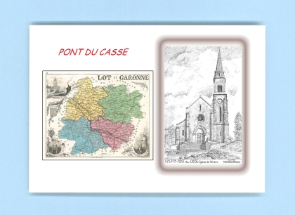 Cartes Postales impression Noir avec dpartement sur la ville de PONT DU CASSE Titre : eglise de merens