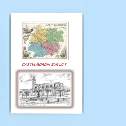 Cartes Postales impression Noir avec dpartement sur la ville de CASTELMORON SUR LOT Titre : eglise