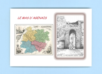 Cartes Postales impression Noir avec dpartement sur la ville de LE MAS D AGENAIS Titre : vieille porte