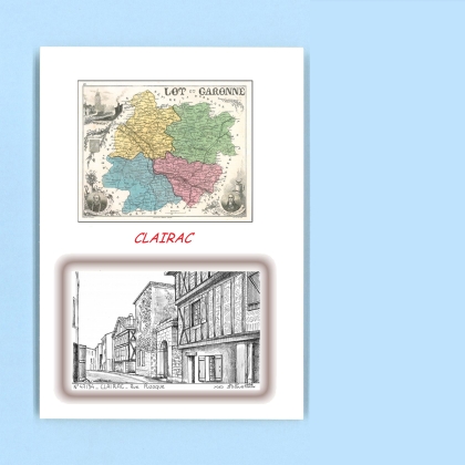 Cartes Postales impression Noir avec dpartement sur la ville de CLAIRAC Titre : rue puzoque