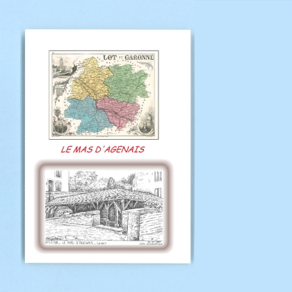 Cartes Postales impression Noir avec dpartement sur la ville de LE MAS D AGENAIS Titre : lavoir