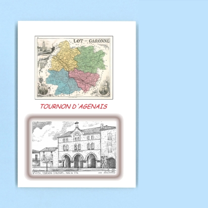 Cartes Postales impression Noir avec dpartement sur la ville de TOURNON D AGENAIS Titre : hotel de ville