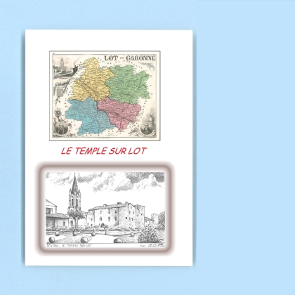 Cartes Postales impression Noir avec dpartement sur la ville de LE TEMPLE SUR LOT Titre : vue