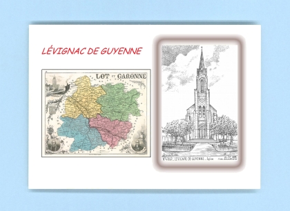 Cartes Postales impression Noir avec dpartement sur la ville de LEVIGNAC DE GUYENNE Titre : eglise
