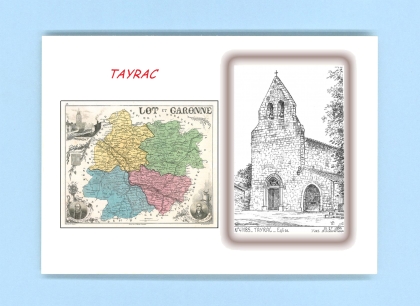 Cartes Postales impression Noir avec dpartement sur la ville de TAYRAC Titre : eglise