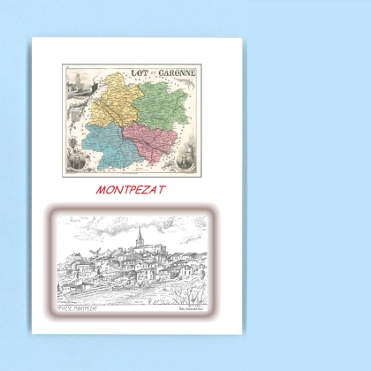 Cartes Postales impression Noir avec dpartement sur la ville de MONTPEZAT Titre : vue