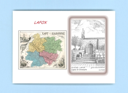 Cartes Postales impression Noir avec dpartement sur la ville de LAFOX Titre : eglise st christophe