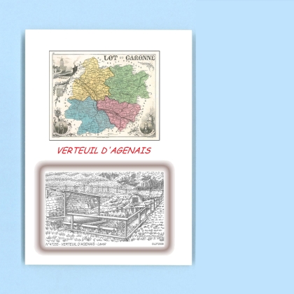 Cartes Postales impression Noir avec dpartement sur la ville de VERTEUIL D AGENAIS Titre : lavoir