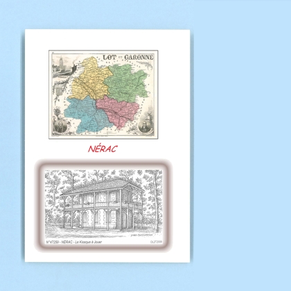 Cartes Postales impression Noir avec dpartement sur la ville de NERAC Titre : le kiosque a jouer