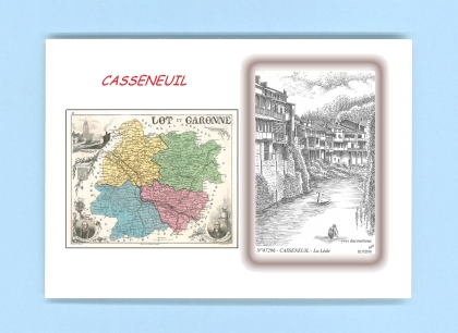 Cartes Postales impression Noir avec dpartement sur la ville de CASSENEUIL Titre : la lede