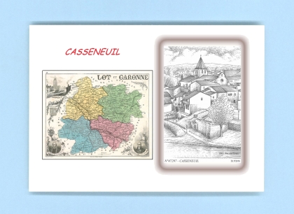 Cartes Postales impression Noir avec dpartement sur la ville de CASSENEUIL Titre : vue