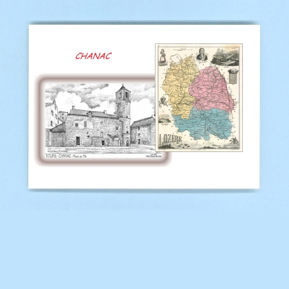 Cartes Postales impression Noir avec dpartement sur la ville de CHANAC Titre : place du plo
