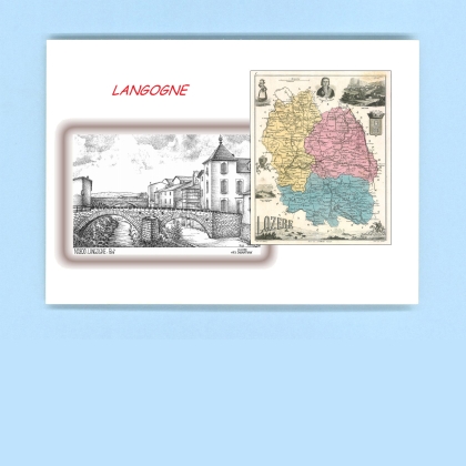 Cartes Postales impression Noir avec dpartement sur la ville de LANGOGNE Titre : pont