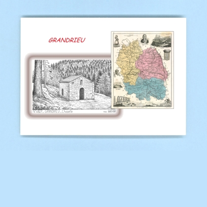 Cartes Postales impression Noir avec dpartement sur la ville de GRANDRIEU Titre : chapelle