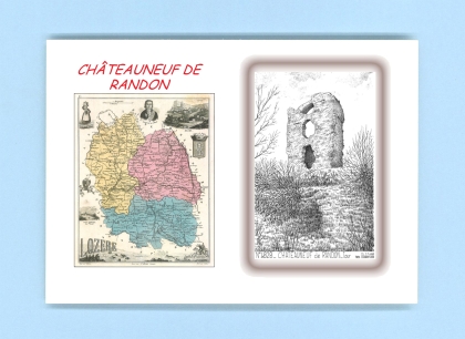 Cartes Postales impression Noir avec dpartement sur la ville de CHATEAUNEUF DE RANDON Titre : tour