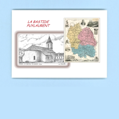 Cartes Postales impression Noir avec dpartement sur la ville de LA BASTIDE PUYLAURENT Titre : eglise