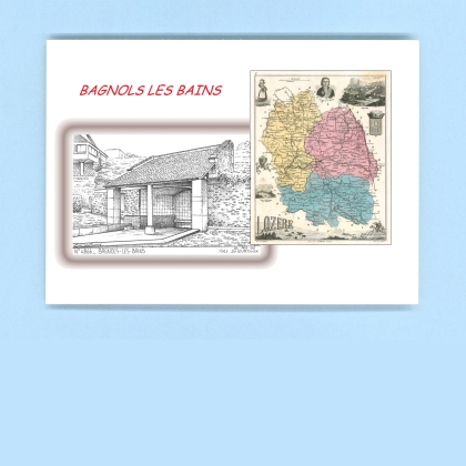 Cartes Postales impression Noir avec dpartement sur la ville de BAGNOLS LES BAINS Titre : vue