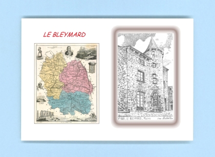 Cartes Postales impression Noir avec dpartement sur la ville de LE BLEYMARD Titre : mairie