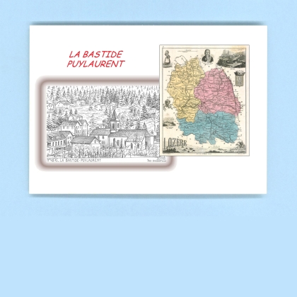 Cartes Postales impression Noir avec dpartement sur la ville de LA BASTIDE PUYLAURENT Titre : vue