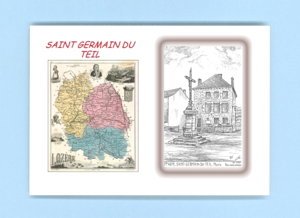 Cartes Postales impression Noir avec dpartement sur la ville de ST GERMAIN DU TEIL Titre : mairie