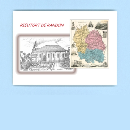 Cartes Postales impression Noir avec dpartement sur la ville de RIEUTORT DE RANDON Titre : eglise