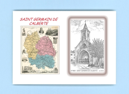 Cartes Postales impression Noir avec dpartement sur la ville de ST GERMAIN DE CALBERTE Titre : eglise