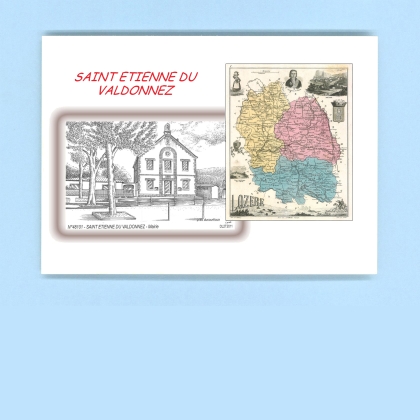 Cartes Postales impression Noir avec dpartement sur la ville de ST ETIENNE DU VALDONNEZ Titre : mairie
