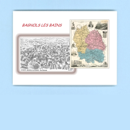 Cartes Postales impression Noir avec dpartement sur la ville de BAGNOLS LES BAINS Titre : vue