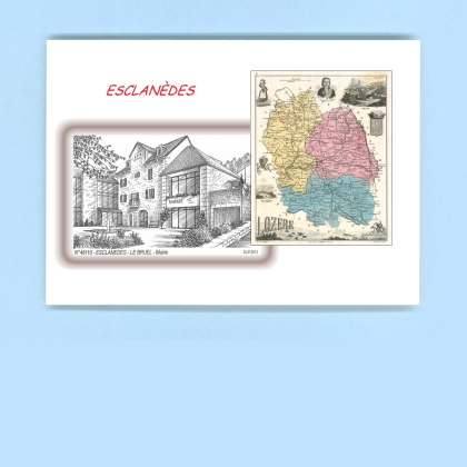 Cartes Postales impression Noir avec dpartement sur la ville de ESCLANEDES Titre : le bruel mairie