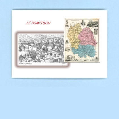 Cartes Postales impression Noir avec dpartement sur la ville de LE POMPIDOU Titre : vue
