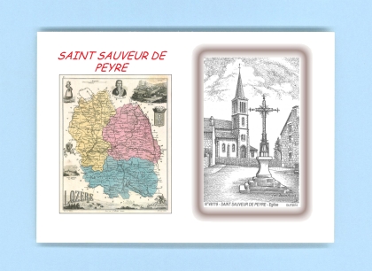 Cartes Postales impression Noir avec dpartement sur la ville de ST SAUVEUR DE PEYRE Titre : eglise