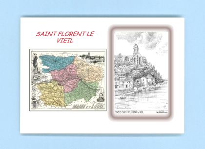 Cartes Postales impression Noir avec dpartement sur la ville de ST FLORENT LE VIEIL Titre : vue
