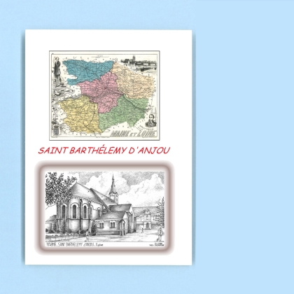 Cartes Postales impression Noir avec dpartement sur la ville de ST BARTHELEMY D ANJOU Titre : eglise