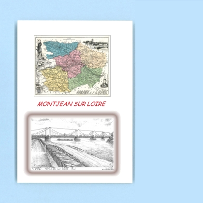 Cartes Postales impression Noir avec dpartement sur la ville de MONTJEAN SUR LOIRE Titre : pont