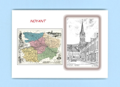 Cartes Postales impression Noir avec dpartement sur la ville de NOYANT Titre : vue