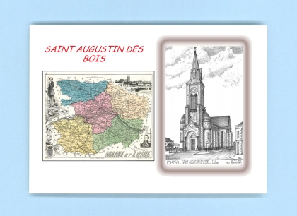 Cartes Postales impression Noir avec dpartement sur la ville de ST AUGUSTIN DES BOIS Titre : eglise